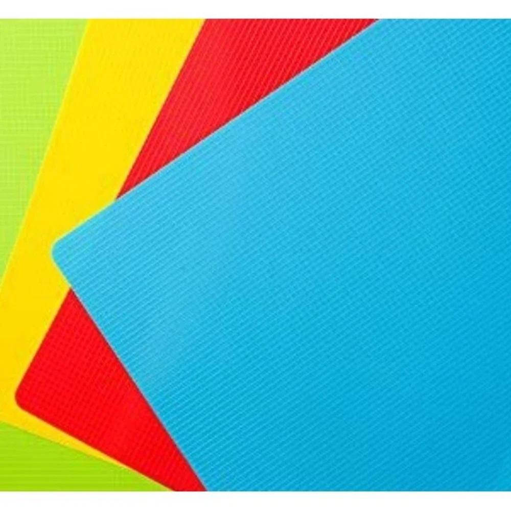 Extra Thick Flexible Plastic Cutting Board Mats with Food Icons Set of 4